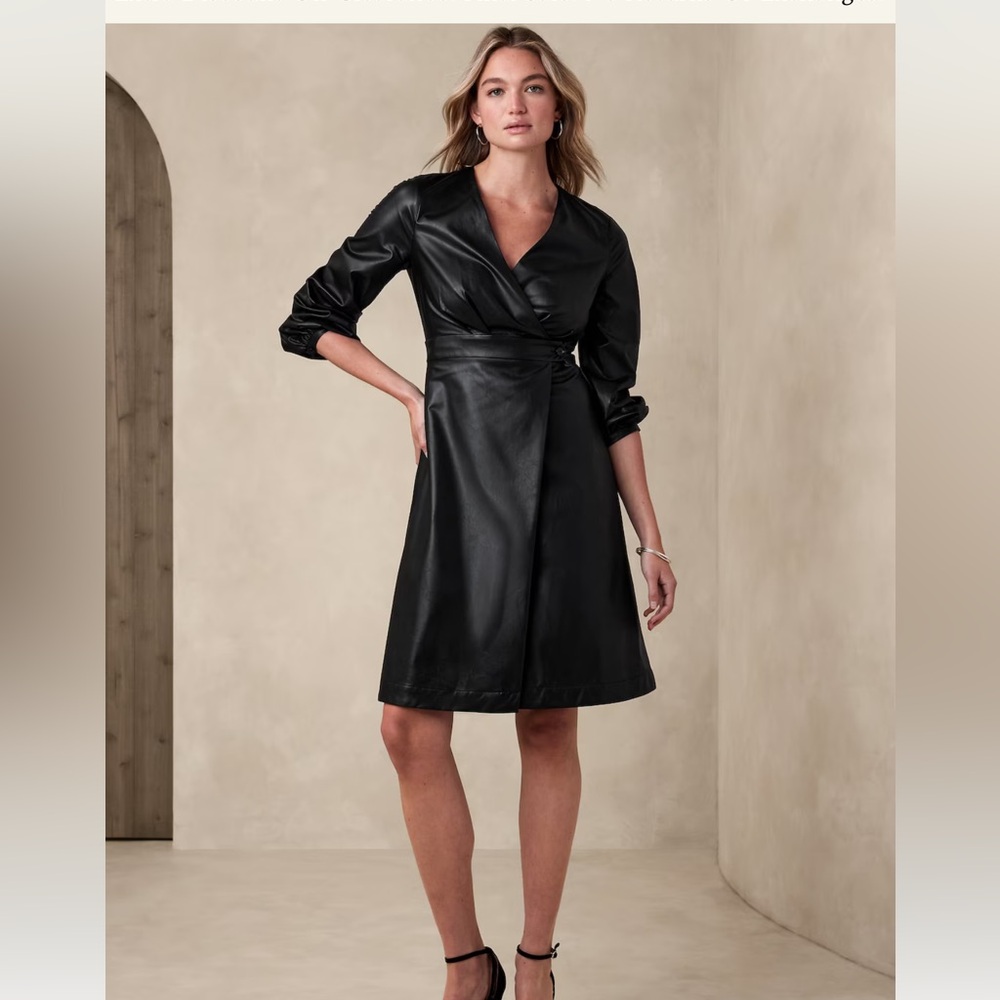 NWT Banana Republic Vegan Leather knee-length dress